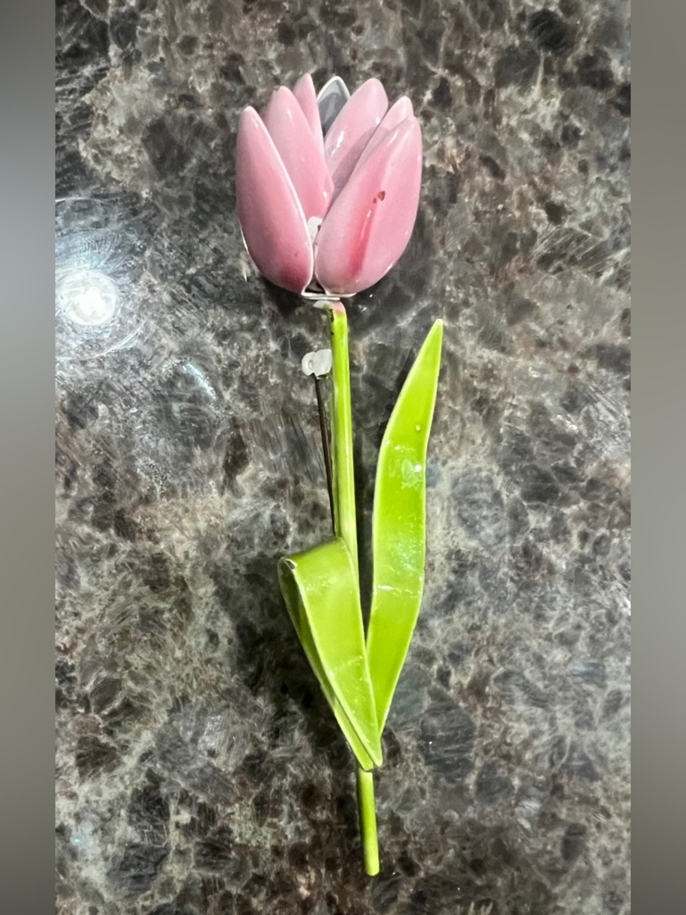Pink Tulip Enamel Brooch